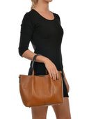 Carla Ferreri Borsa a mano Beatrice in pelle naturale COGNAC