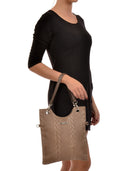 Mangotti Bags Geanta de umar Nina piele naturala -Taupe inchis