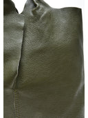 Borsa Shopper Assunta in vera pelle VERDE MILITARE