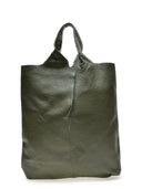 Borsa Shopper Assunta in vera pelle VERDE MILITARE
