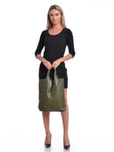 Borsa Shopper Assunta in vera pelle VERDE MILITARE