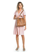 Borsa a tracolla Elody in pelle naturale Cognac