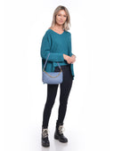 Borsa a mano Mimi in vera pelle Azzurro chiaro