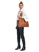 Borsa a mano Louise in vera pelle color cognac