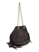 Borsa a tracolla Ivi in ​​vera pelle marrone scuro