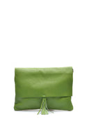 Borsa a tracolla Delfina in pelle naturale Marrone verde