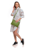 Borsa a tracolla Delfina in pelle naturale Marrone verde