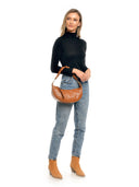 Borsa a mano Maximiliane in vera pelle Cognac scuro