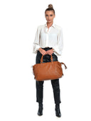 Borsa a mano Mangotti Milana, pelle naturale, Cognac