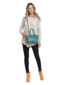 Borsa a mano Regina in pelle naturale verde Natale