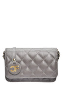 Borsa a tracolla Wanda, in vera pelle grigia