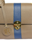 Borsa a mano Yvette in pelle naturale color talpa