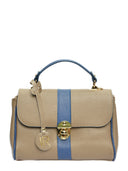 Borsa a mano Yvette in pelle naturale color talpa