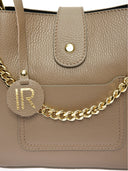 Borsa a mano Irina in pelle naturale color tortora
