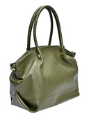 Borsa a mano Samantha in vera pelle VERDE MILITARE