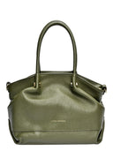 Borsa a mano Samantha in vera pelle VERDE MILITARE