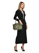 Borsa a mano Samantha in vera pelle VERDE MILITARE