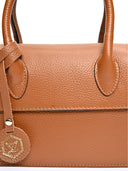 Borsa a mano Dominique in vera pelle Cognac