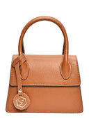 Borsa a mano Dominique in vera pelle Cognac