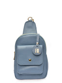 Anna Luchini Rucsac Anca piele naturala Albastru deschis