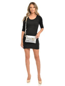 Anna Luchini Geanta Postas Vittoria piele naturala Argintiu