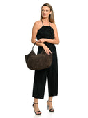 Borsa a tracolla Anna Luchini Dorina, pelle naturale, marrone scuro