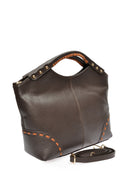 Anna Luchini Geanta de mana  Camelia piele naturala Maro inchis