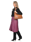 Carla Ferreri Geanta de umar Augusta piele naturala Coniac