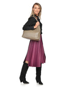 Carla Ferreri Geanta de umar Augusta piele naturala taupe