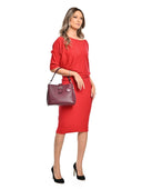 Carla Ferreri Geanta de umar Zola piele naturala Visiniu