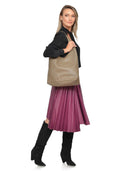 Borsa a tracolla Carla Ferreri Romy in pelle naturale taupe