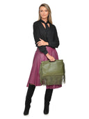 Isabella Rhea Geanta de mana  Dafina piele naturala Verde militar