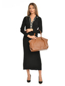 Isabella Rhea Geanta de mana  Delphine piele naturala coniac inchis