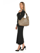 Borsa a tracolla Isabella Rhea Zinia, pelle naturale, Tortora