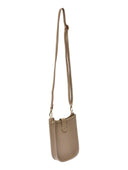 Borsa da postino Isabella Rhea Calina in pelle naturale color talpa