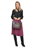 Isabella Rhea Geanta de mana  Tatiana piele naturala Maro inchis