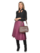 Borsa a tracolla Isabella Rhea Ximena, pelle color cioccolato naturale