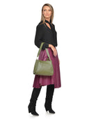 Borsa a tracolla Isabella Rhea Ximena, vera pelle, verde militare