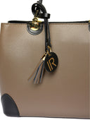 Borsa a mano Isabella Rhea Livia, vera pelle nera talpa