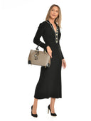 Borsa a mano Isabella Rhea Livia, vera pelle nera talpa