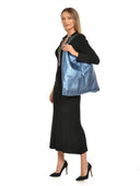 Isabella Rhea Geanta de umar Carlotta piele naturala Blu jeans