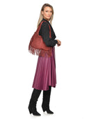 Isabella Rhea Geanta de umar Corinna piele naturala Bordo