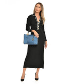 Isabella Rhea Geanta de mana  Floriana piele naturala Albastru