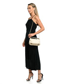 Borsa a tracolla Mara, in vera pelle beige