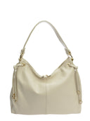 Borsa hobo Mihalea beige in vera pelle