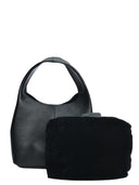 Borsa hobo Mirela in vera pelle nera
