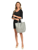 Roberta M Geanta de umar Allegra piele naturala gri