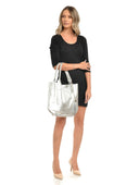 Roberta M Geanta de umar Mireille piele naturala Argintiu