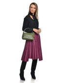 Roberta M Geanta de umar Rosa  piele naturala Verde militar