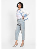 Jachetă color-block denim touch Alb